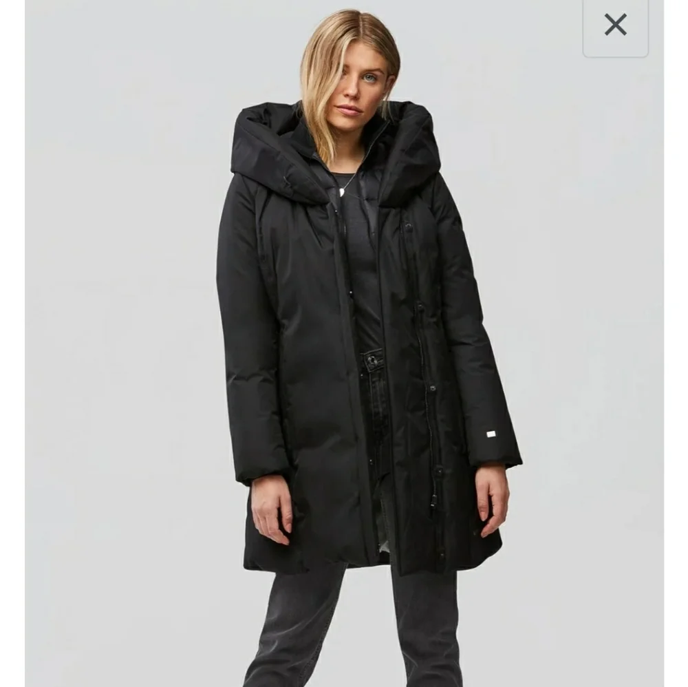 Soia & Kyo Camelia Slim Fit Brushed Down Coat with Leather Trims - Picture 3 of 15